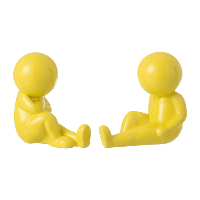 J-Line Serre-livre Marcel - grès - jaune - set de 2