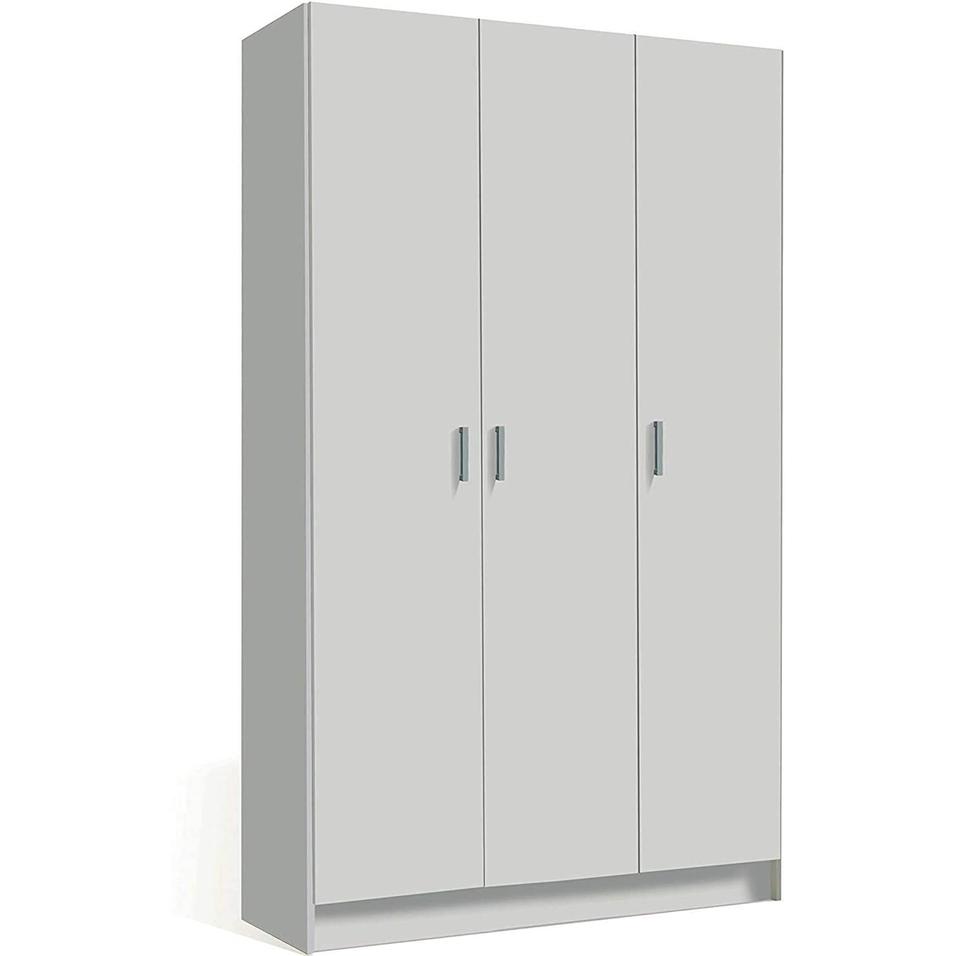 Armadio Con 3 Ante Battenti e 5 Ripiani Armadietto Multiuso Salvaspazio Ingresso Camera Portascope Ripostiglio Design Moderno 109x180x37 cm Bianco