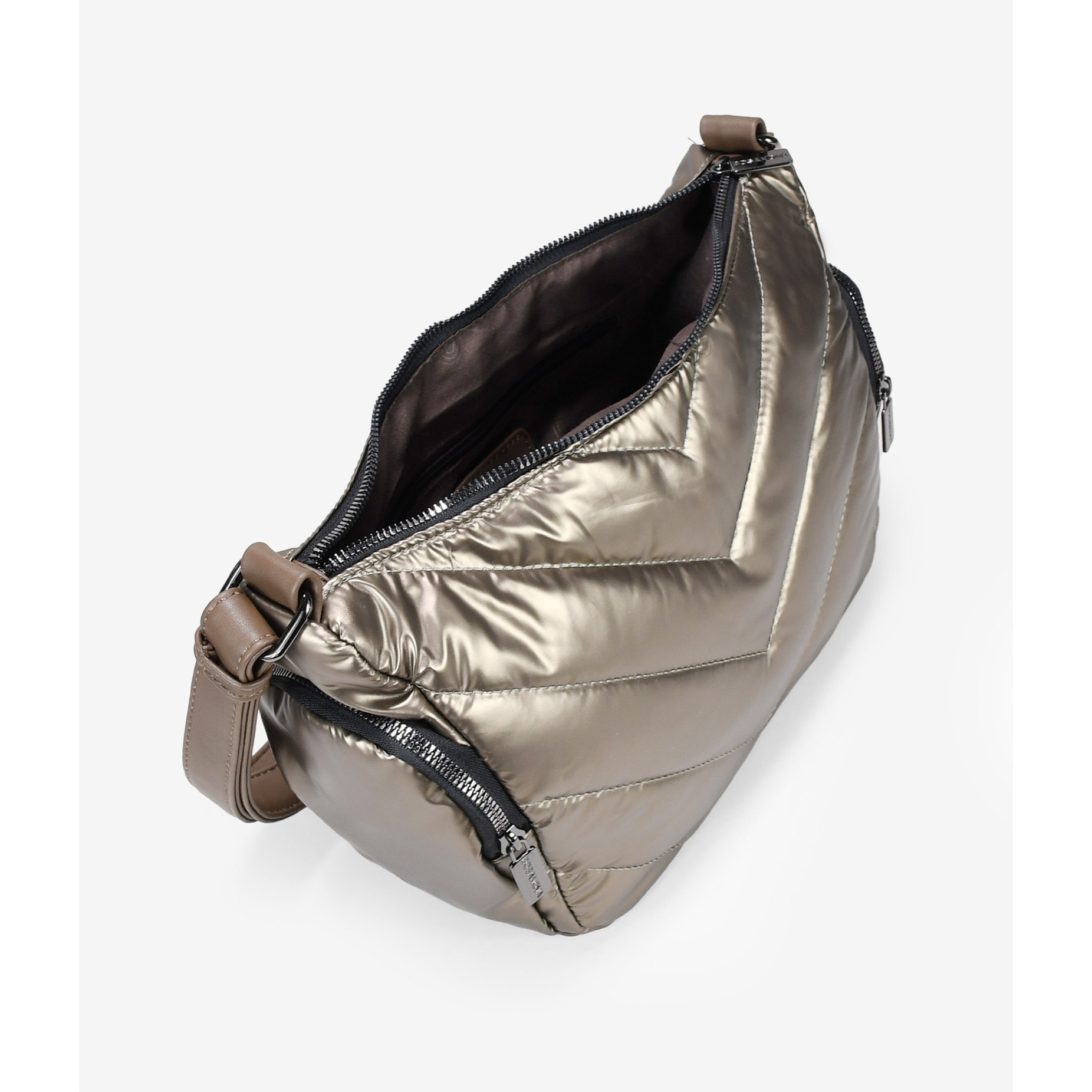 Bolso bandolera bronce en nailon con cremallera