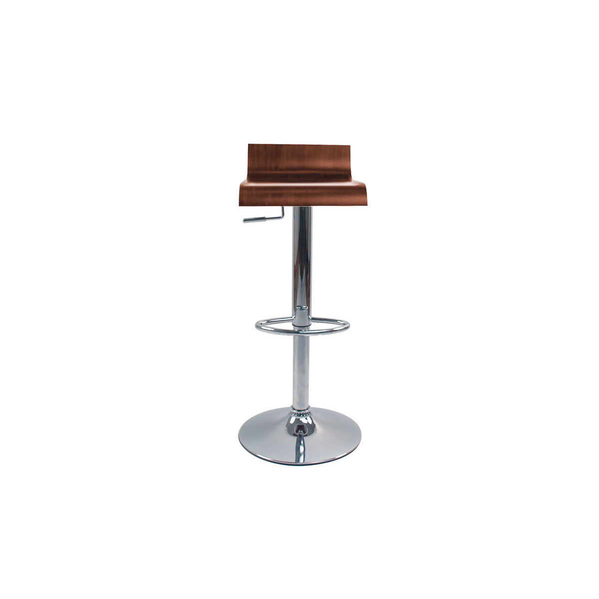 Tabourets de bar design bois foncé noyer et acier chromé (lot de 2) SURF V2