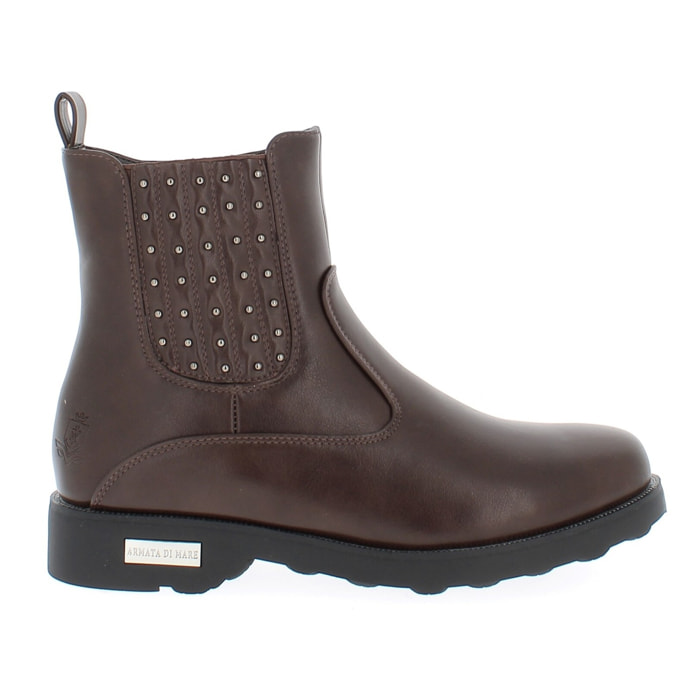 Armata di Mare Scarpe Donna Chelsea Boots con Zip Laterale AMD W52C67 Brown