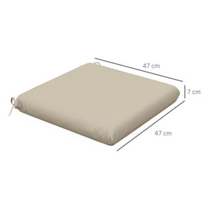 Conjunto de Cojines para Sillas de Comedor 47x47x7 cm Juego de 4 Piezas Cojines para Sillas de Jardín Impermeable y Protección UV 50+ para Interior y Exterior Beige