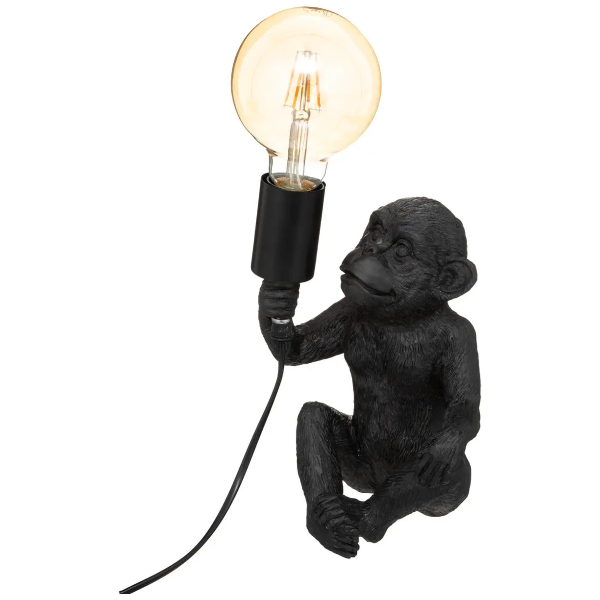 Lampe singe résine noir H24cm
