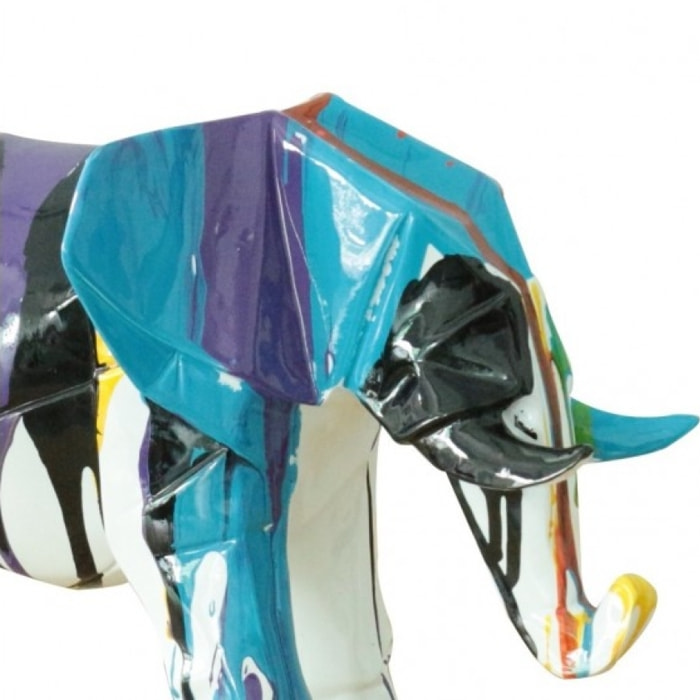 Statuette éléphant multicolore en résine H21cm - ELEPH 2