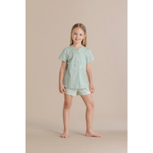 Pigiama bambina in cotone con top manica corta e pantalone corto articolo cherry bloom Noidinotte