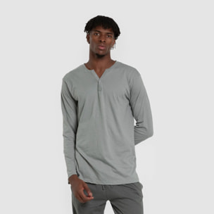 Pijama largo hombre con botones Verde Azul Claro - oscuro