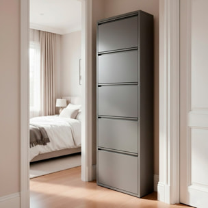 Scarpiera Slim In Metallo 5 Ante A Ribalta Ultra Sottile Salvaspazio Mobile Portascarpe Moderno Ingresso Camera Corridoio 172 x 50 x 15 Cm Nero