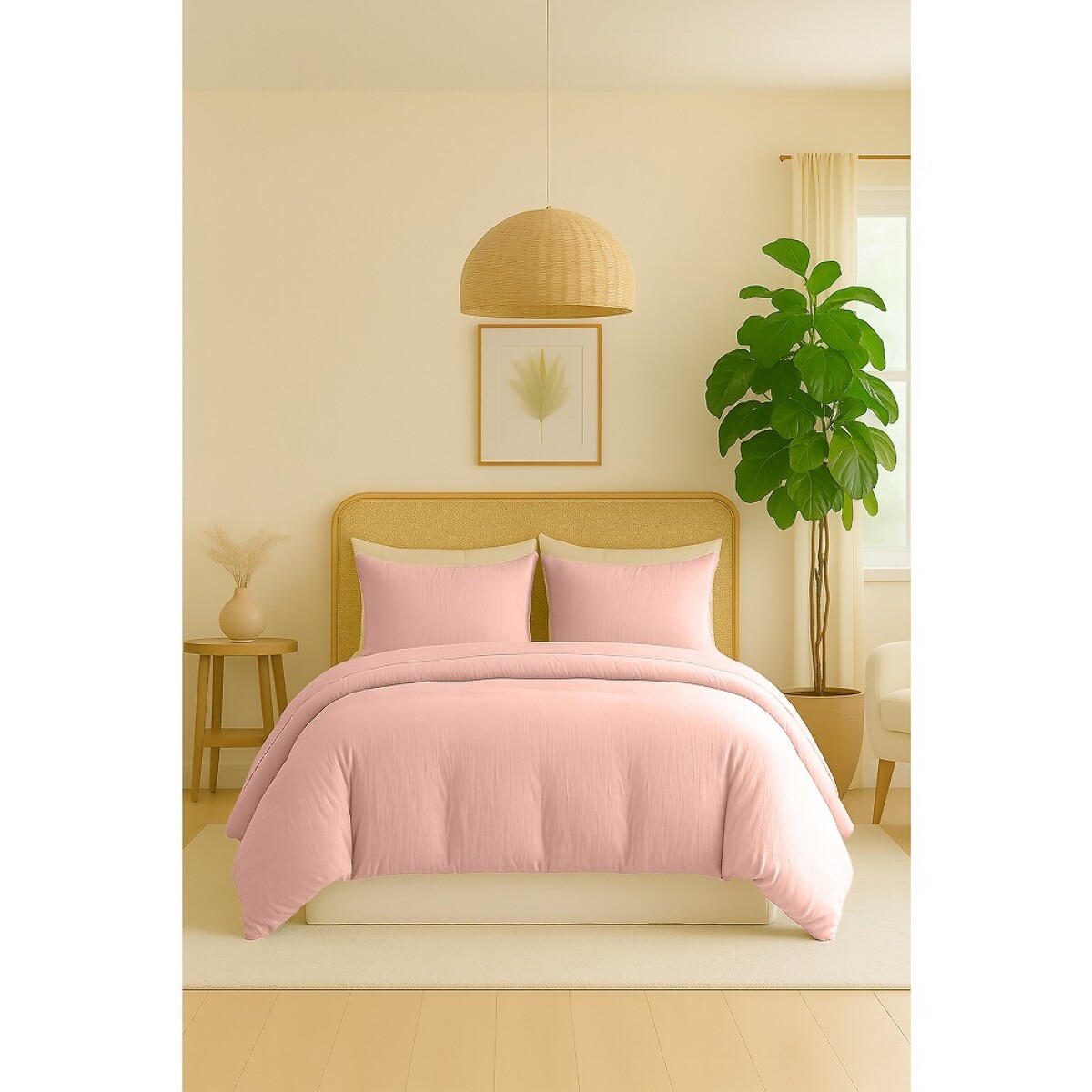 Parure De Couette 3pcs 100% gaze De Coton Rose