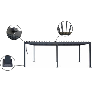 Pergola bioclimatique autoportante en aluminium "Kensington" - 3 x 6 m - Gris