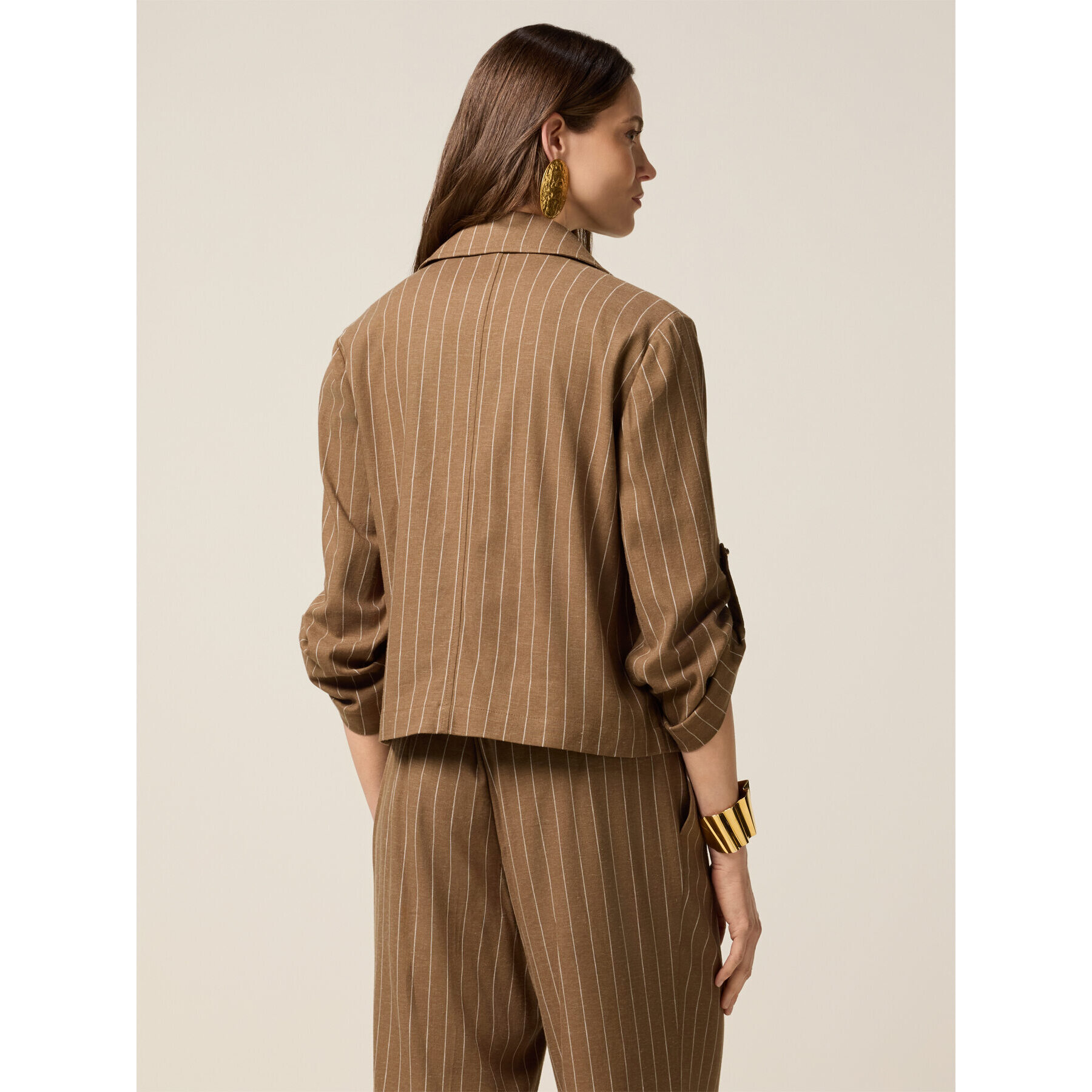 Oltre - Chaqueta desestructurada mezcla de lino - Verde militare