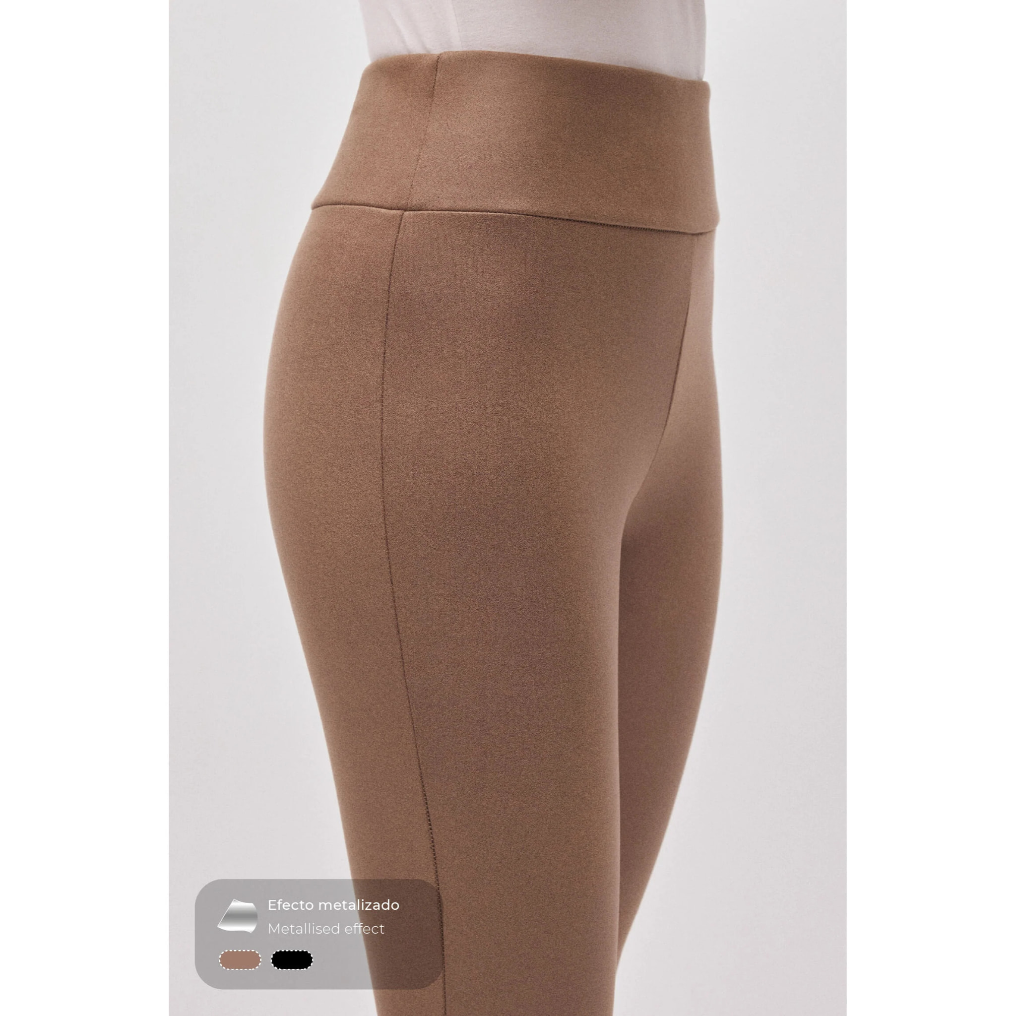 Leggings effetto metallizzato marrone