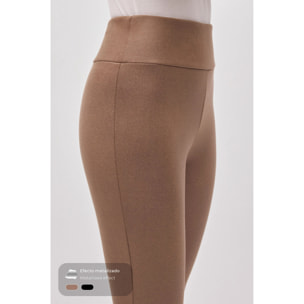 Leggings effetto metallizzato marrone