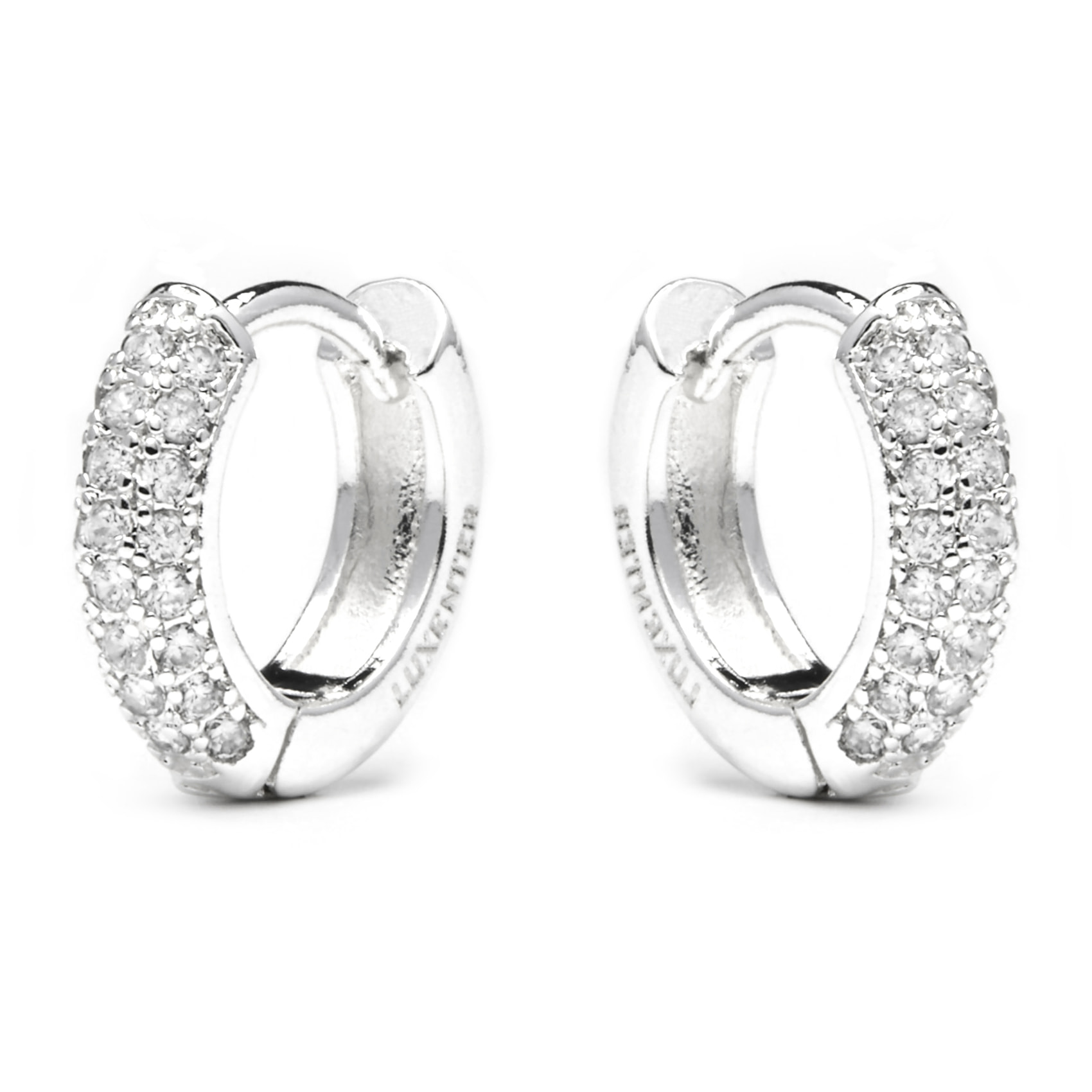 Pendientes de 12mm de diámetro acabado plata y Circonita Brillante