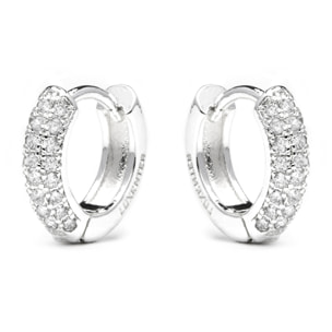 Pendientes de 12mm de diámetro acabado plata y Circonita Brillante
