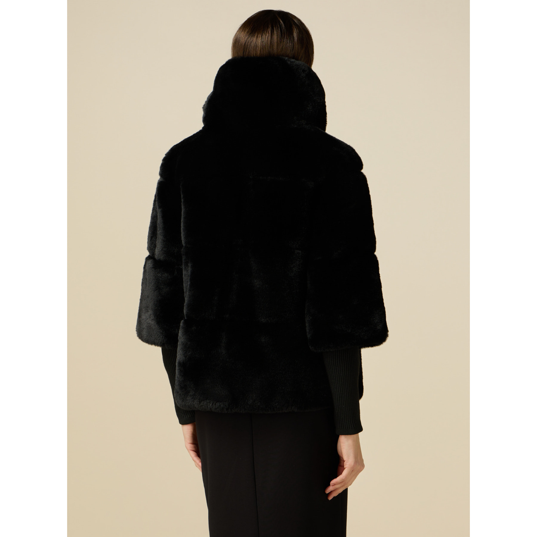 Oltre - Chaqueta teddy con puños de punto - Negro