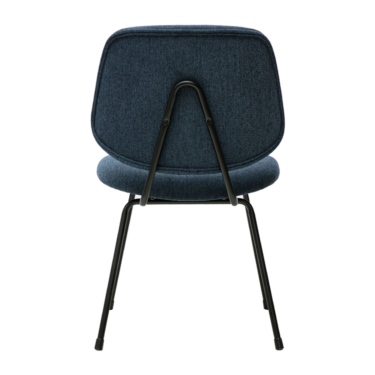Chaises design en tissu effet velours texturé bleu foncé et métal noir (lot de 2) BARNET