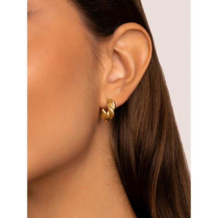 Orecchino Mini Twist Rope in Acciaio Placcato Oro