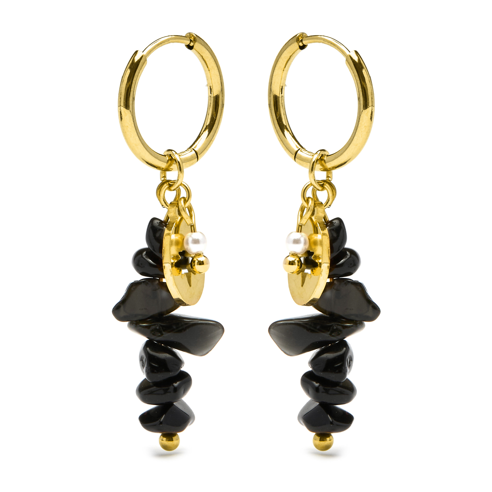 Pendientes de Onix acabados en oro amarillo de 18K- Miald