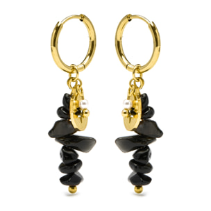 Pendientes de Onix acabados en oro amarillo de 18K- Miald