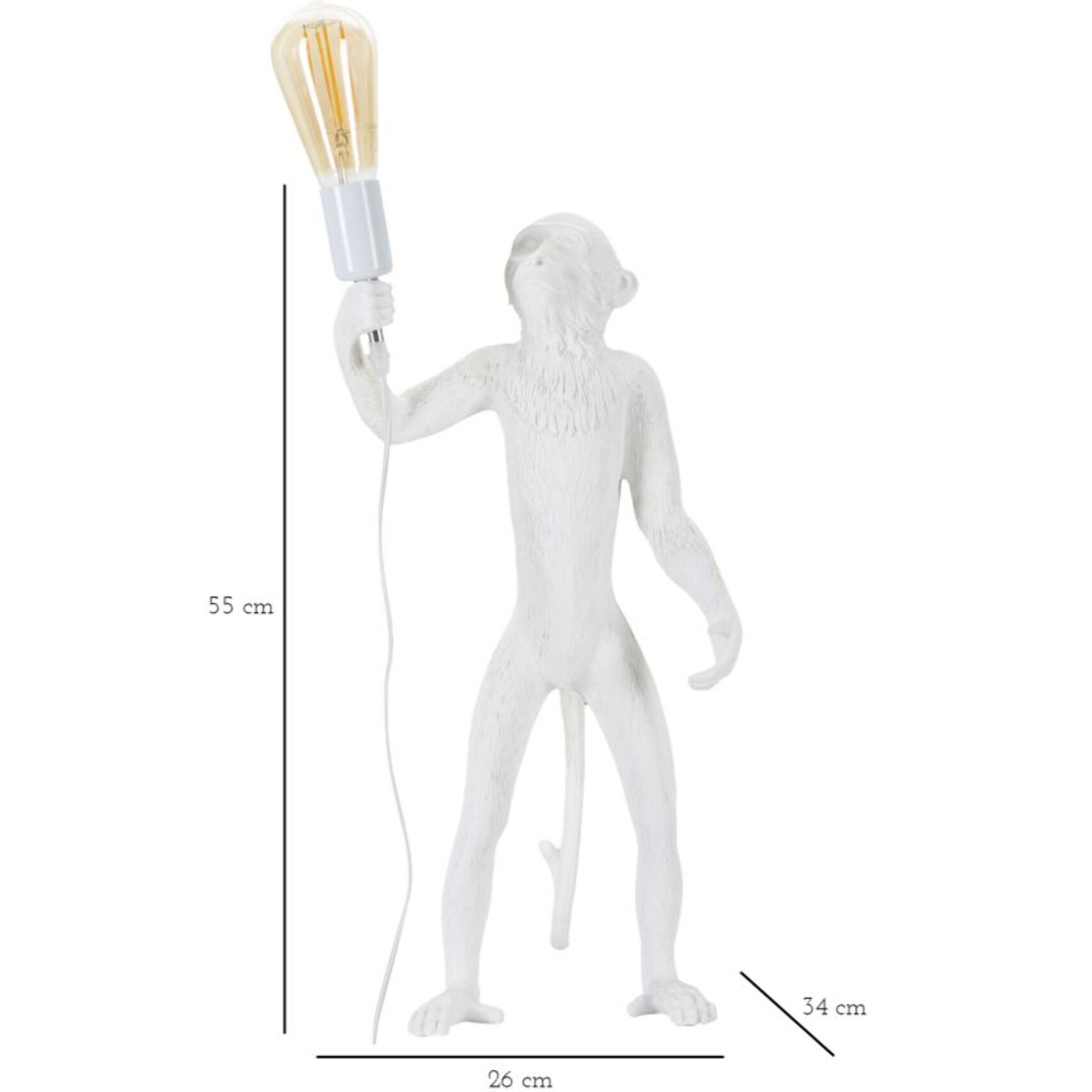 LAMPADA DA TAVOLO MONKEY BIANCO CM Ø 26X34X55