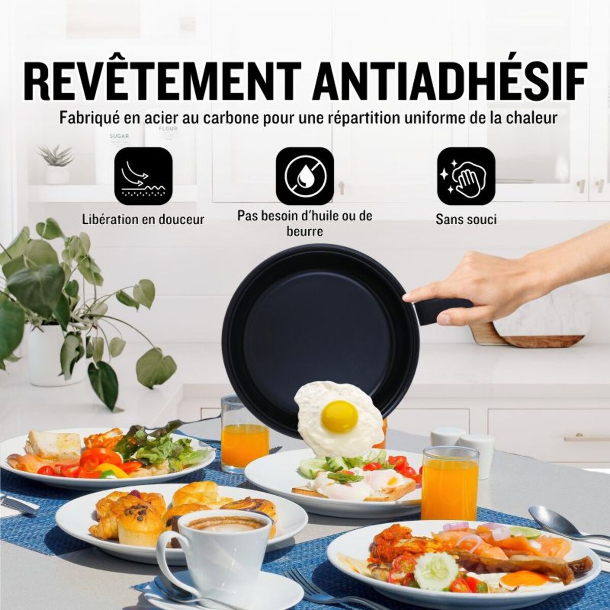 Batterie de cuisine 13 pieces avec cuilliere Noir Herzberg HG04241