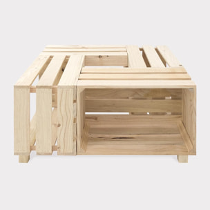 Mesa de centro de madera maciza en tono natural de 75x75x32,5cm Alto: 32.5 Largo: 75 Ancho: 75