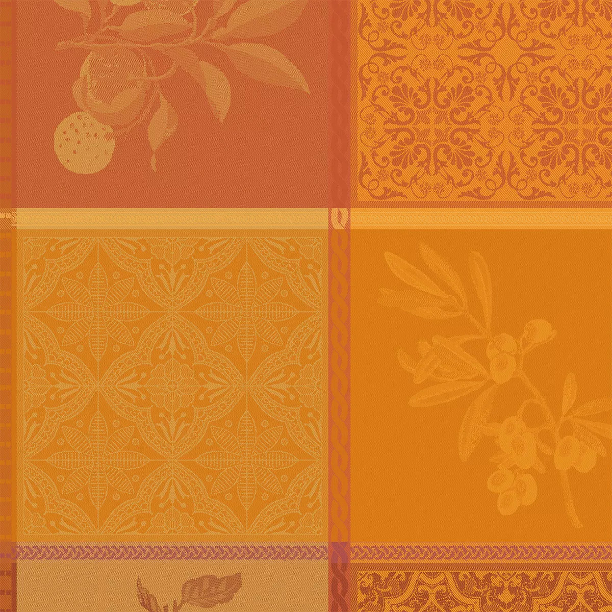 Serviette pur coton motif jacquard jaune orange Mille tutti frutti ocre