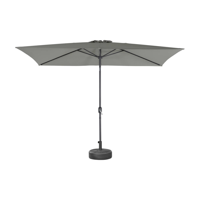 Parasol droit rectangulaire 2x3m - Touquet - Kaki - mât central en aluminium orientable et manivelle d'ouverture