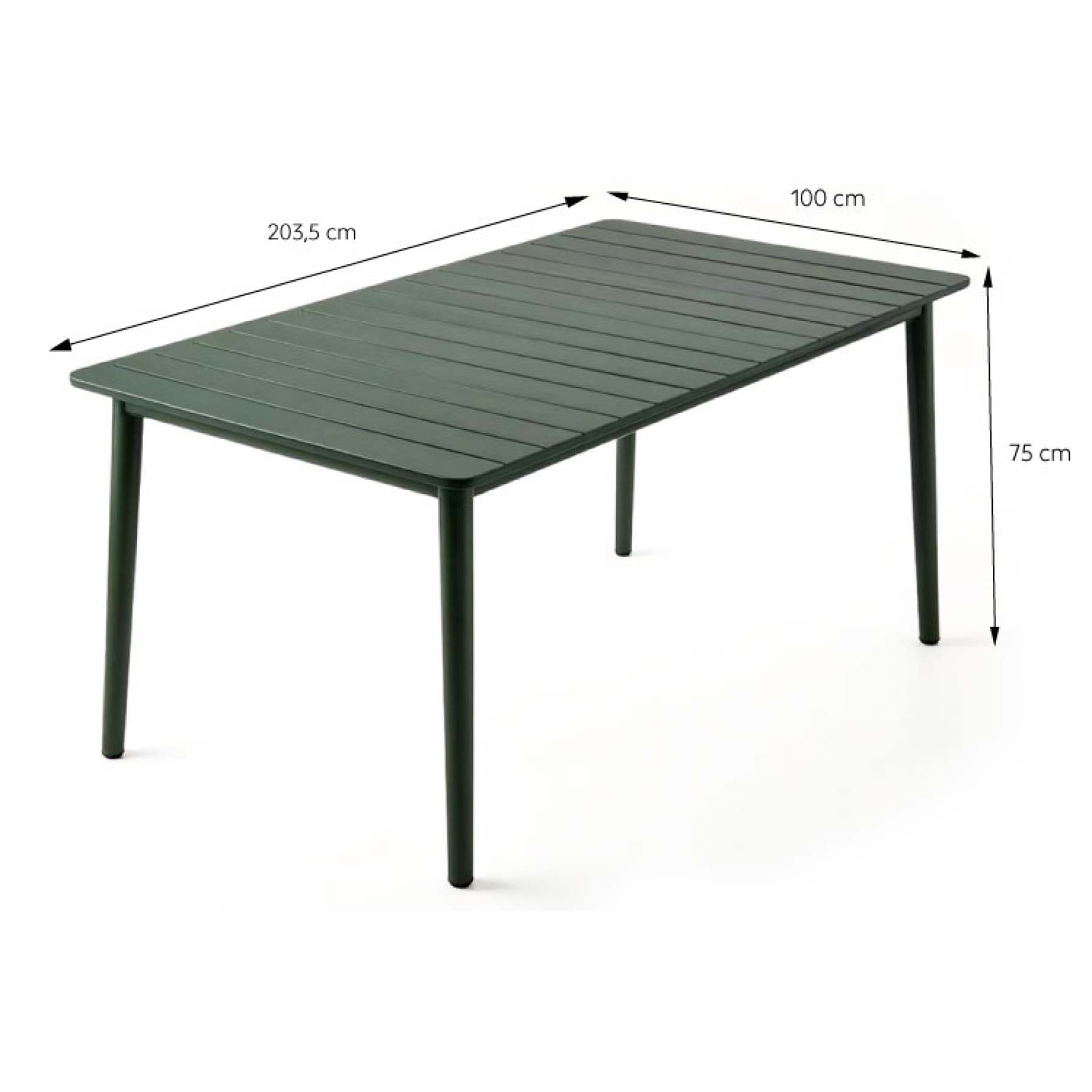 Ensemble table de jardin 200 cm et 8 fauteuils kaki effet rotin BRADDON