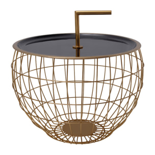 Tavolino Art Deco 510 in metallo nero e oro