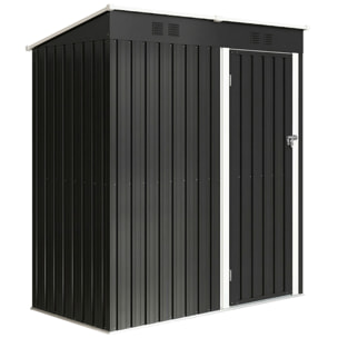 Abri de jardin 1,37 m² - cabanon porte verrouillable - tôle d'acier ondulé anthracite blanc