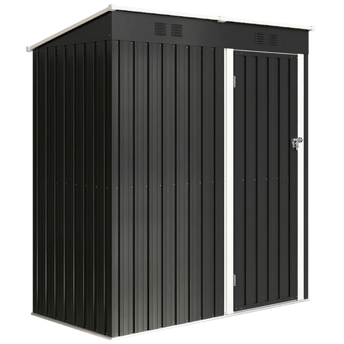 Abri de jardin 1,37 m² - cabanon porte verrouillable - tôle d'acier ondulé anthracite blanc