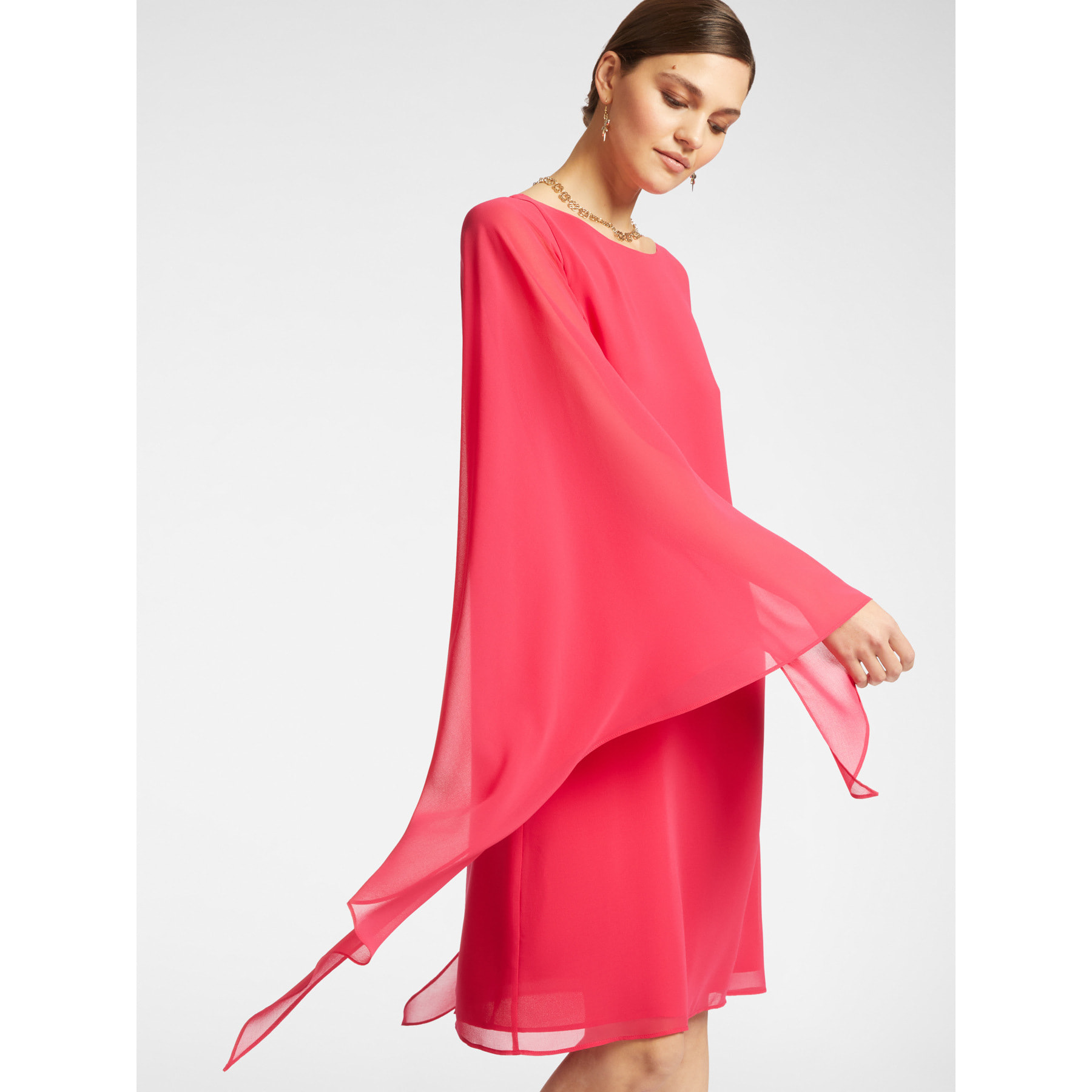 Elena Mirò - Vestido elegante con capa. - Rojo