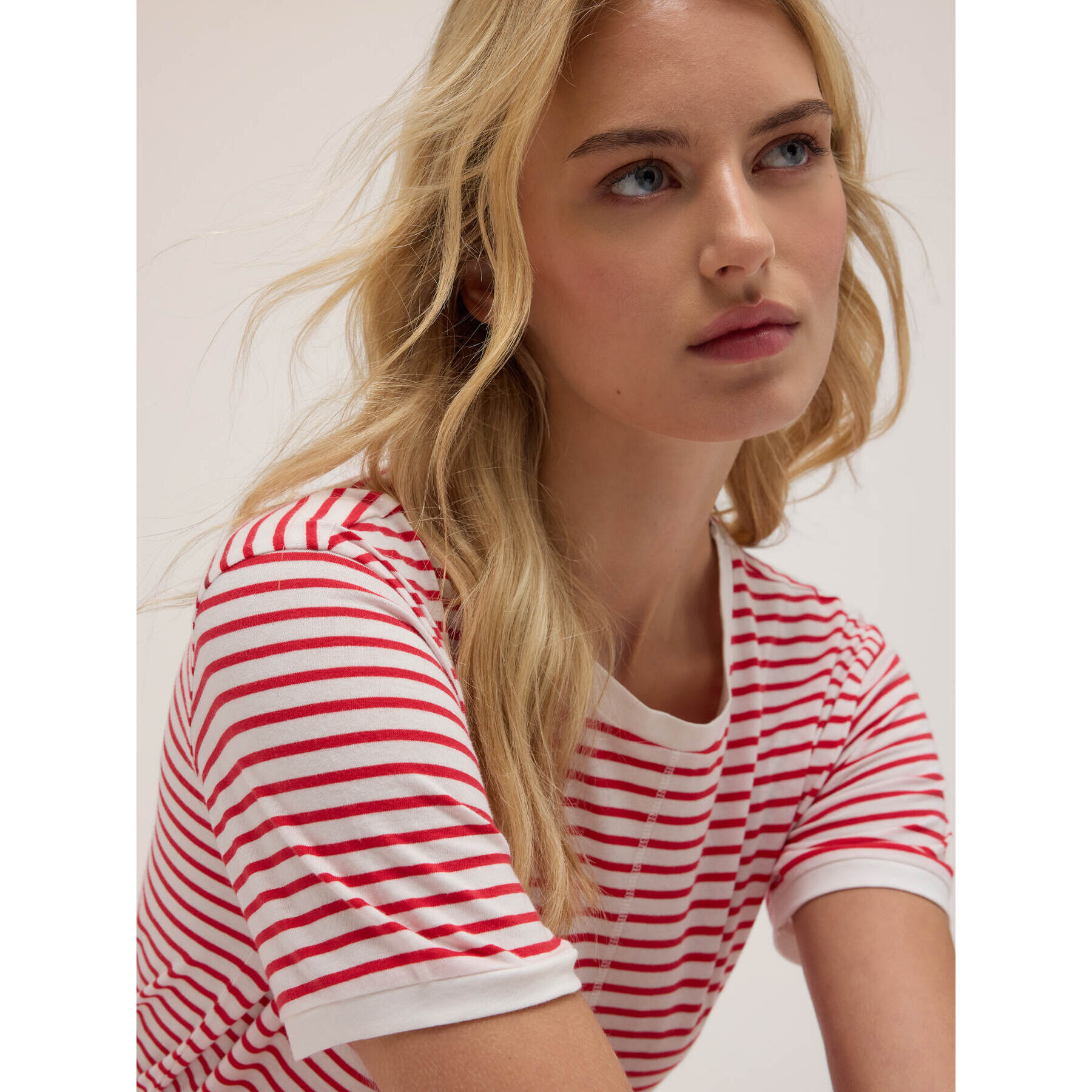 Motivi - T-shirt in cotone a righe - Rosso