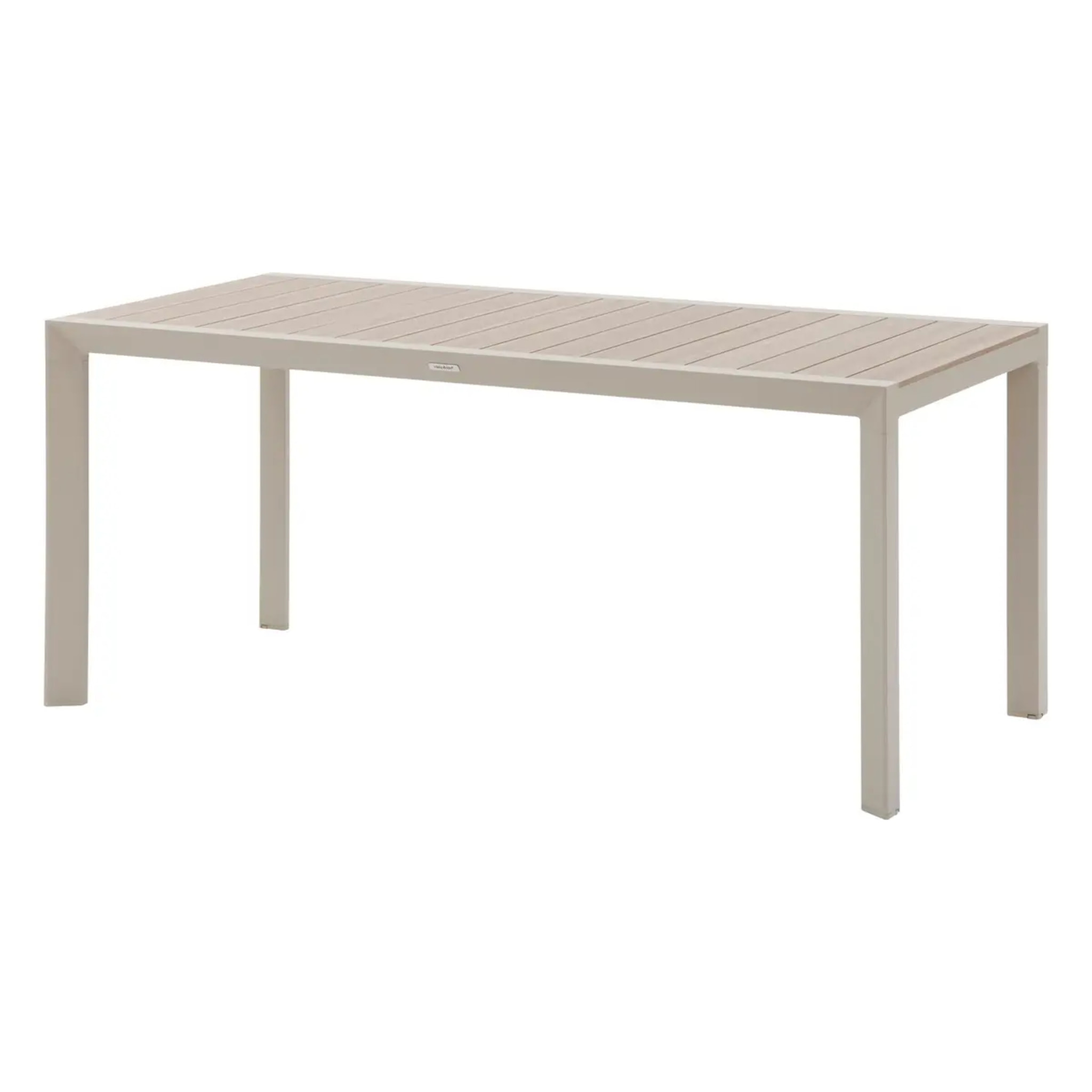 Table de jardin "Évasion" effet bois lin & argile 6 places lates en aluminium