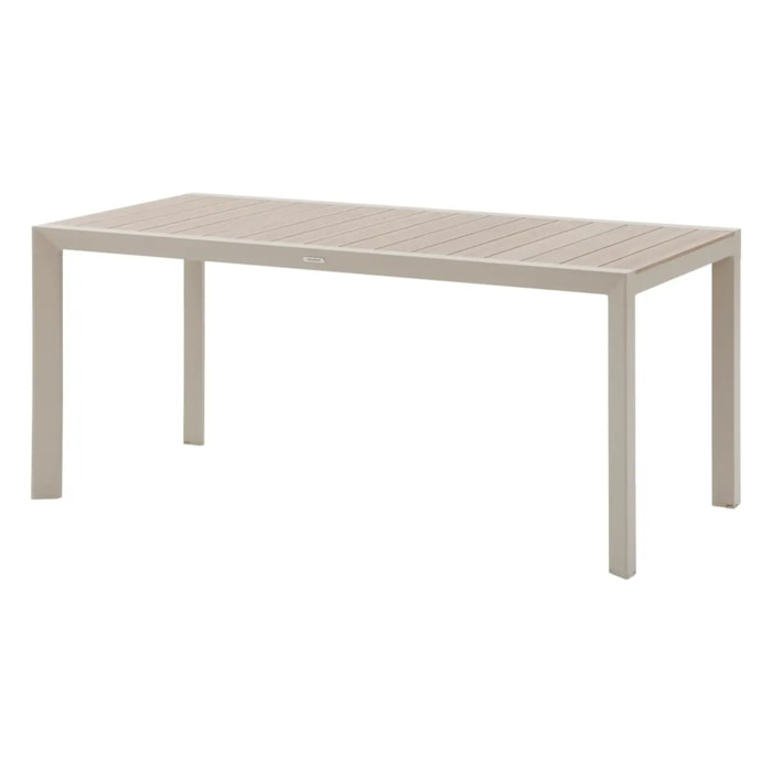 Table de jardin "Évasion" effet bois lin & argile 6 places lates en aluminium