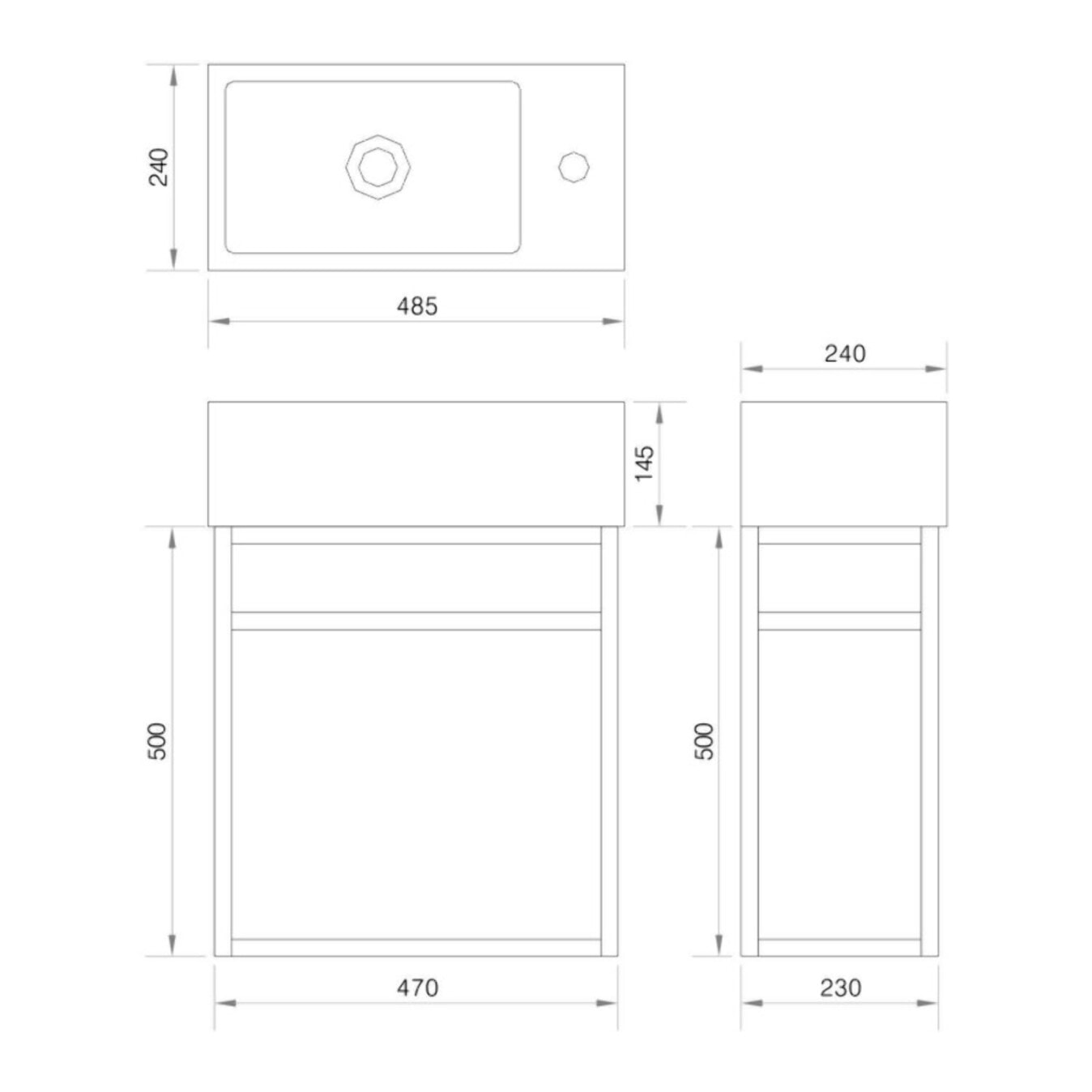 Lave main vasque 50 cm métal Aquafredo