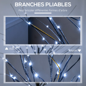 Arbre lumineux LED aspect enneigé - décoration lumineuse - 96 LEDS blanc froid - norme IP 44 - usage intérieur/extérieur - 1,5H m - métal PP brun