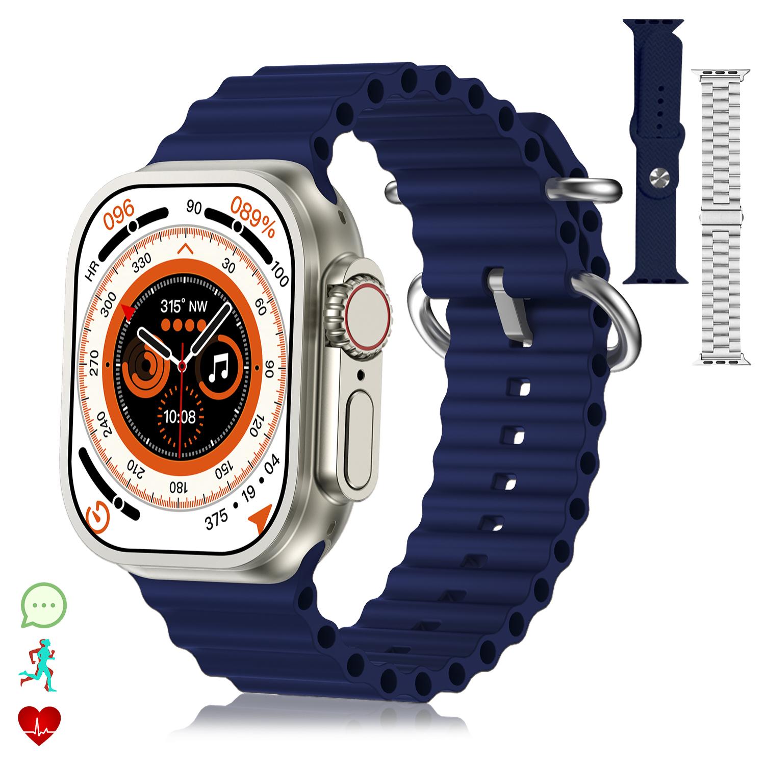 DAM Smartwatch Z87 Ultra triple pulsera. Funciones outdoor, llamadas BT, notificaciones push. Decenas de modos deportivos. 4,4x1,3x4,9 Cm. Color: Azul Oscuro