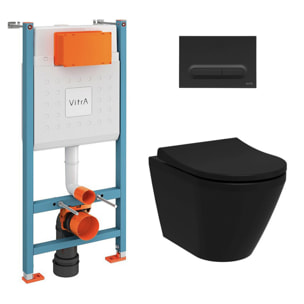 V-Fix Core Pack WC bâti-support + WC sans bride Vitra Integra + Abattant SoftClose + Plaque noir mat (V-FixBlackIntegra-6)