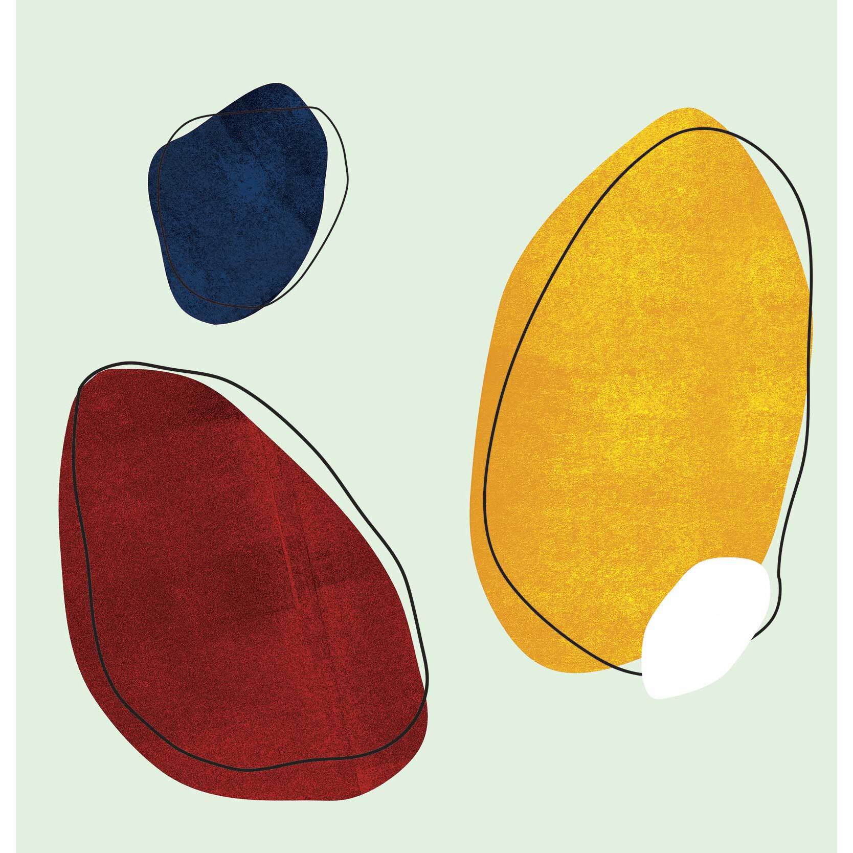 Papier peint bleu jaune rouge trio Intissé