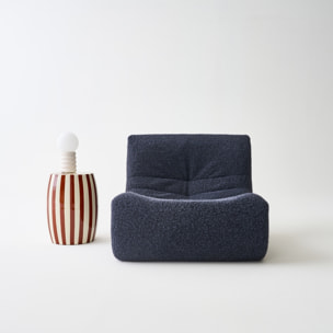 Table d'appoint, bout de canapé, table de chevet acier émaillé, rayures bicolores Ø35 x H 46cm MIZZY