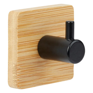 2 patères adhésives "Stiky" en métal et bamboo