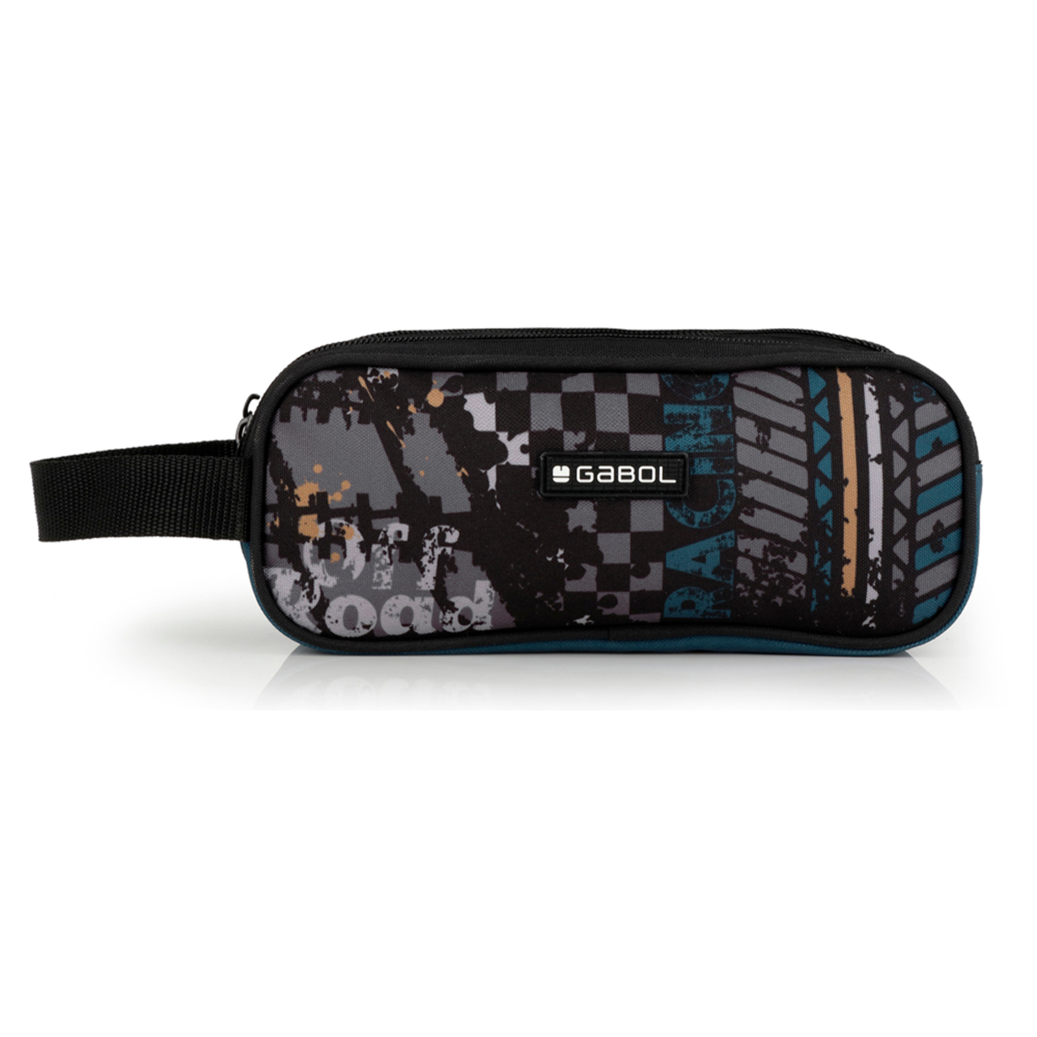 Estuche triple Gabol ROAD azul y negro y resistente al agua