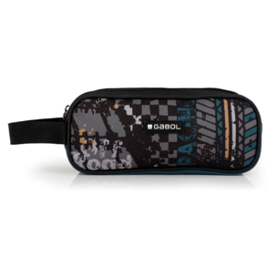 Estuche triple Gabol ROAD azul y negro y resistente al agua