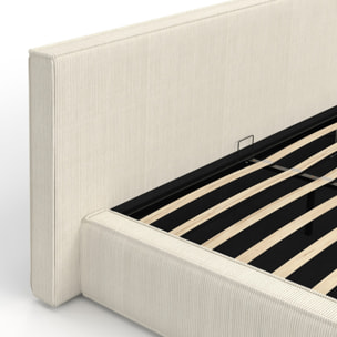 Lit coffre Joyce 140x190cm velours côtelé beige