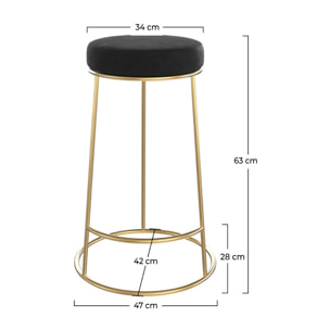 Tabouret de bar mi-hauteur Kendal en velours noir 63 cm (lot de 2)