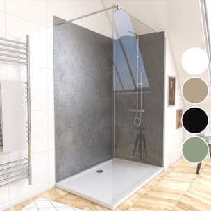 Pack de 2 Panneaux Muraux Pierre Silver Grey 90+120x210 cm avec Profilés ANODISE BRILLANT - STONE'IT