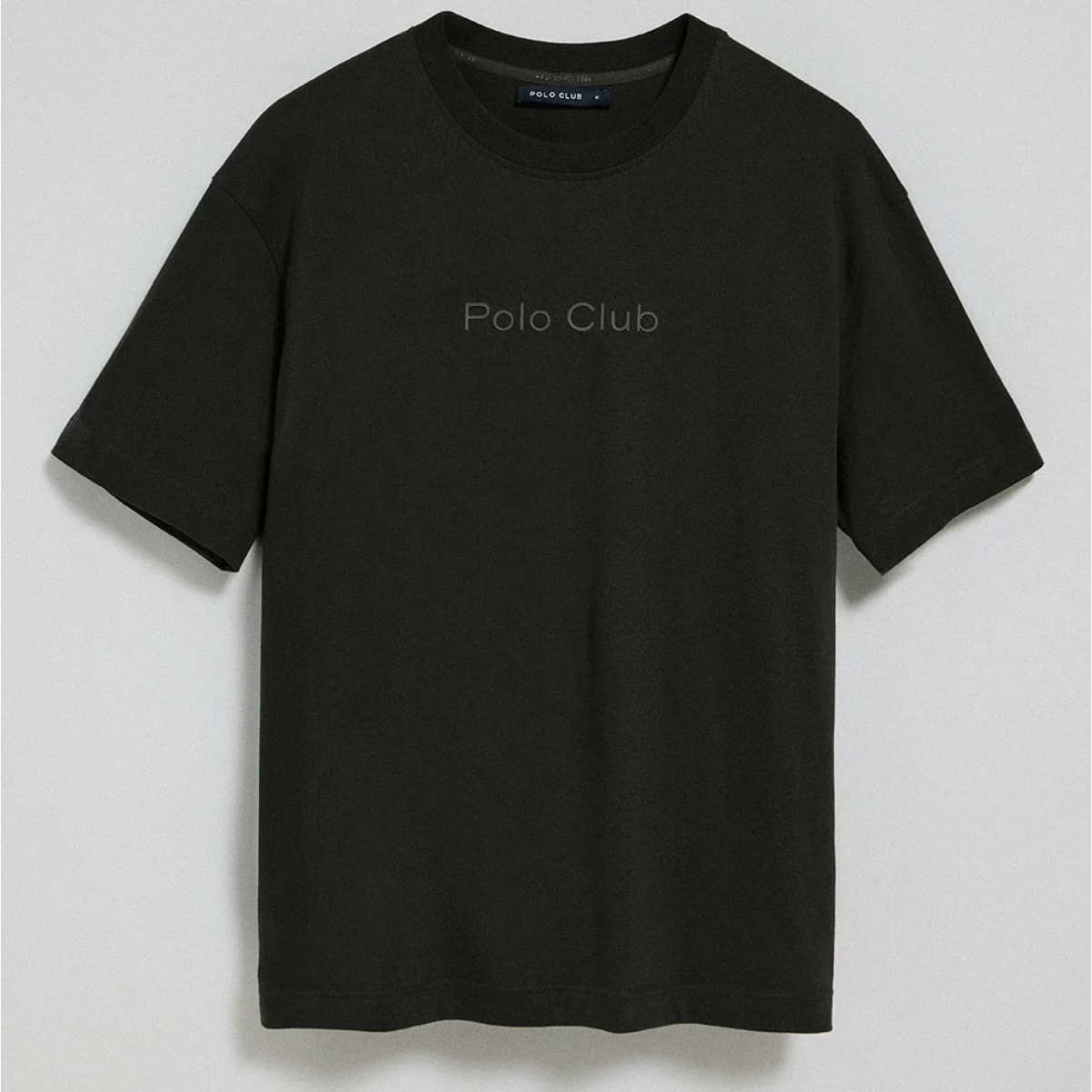 Camiseta negra de manga corta y cuello redondo con logotipo Polo Club