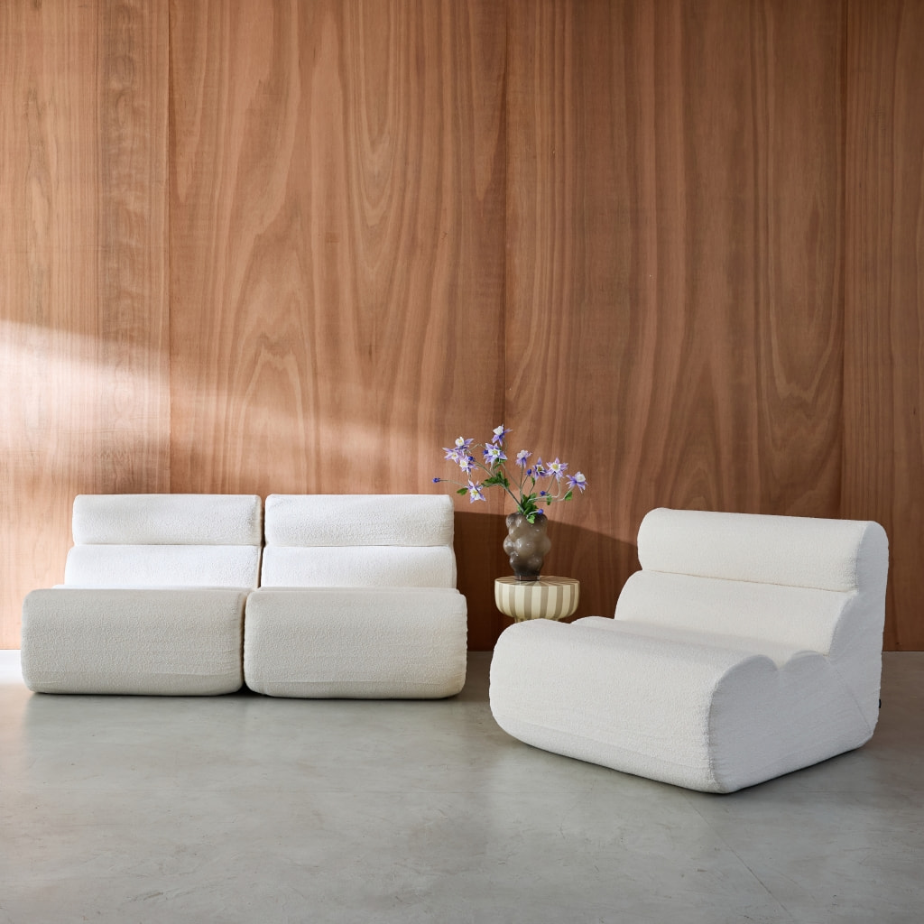 Lot de 3 chauffeuses bouclette texturée blanc 1 place - L 81 x P 99 x H 75cm - Nova